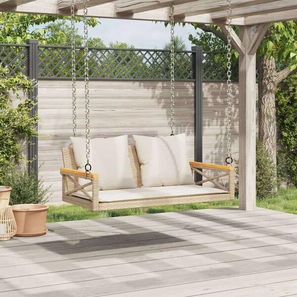 VidaXL Hintaágy - Polyrattan - Bézs - 109x62x40 cm