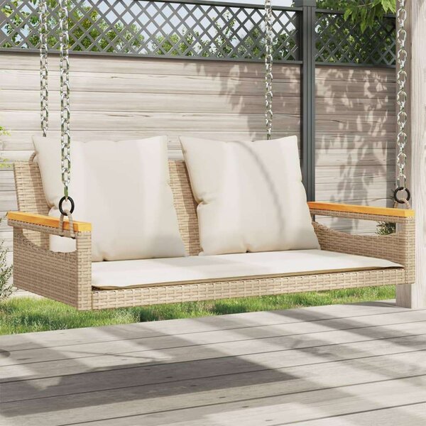 VidaXL Függőágy Hintapad - Bézs Polyrattan - 109x62x40 cm