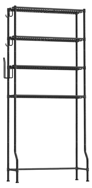 Tároló polc WC fölé, helytakarékos tároló állvány, fekete 83x30x179cm