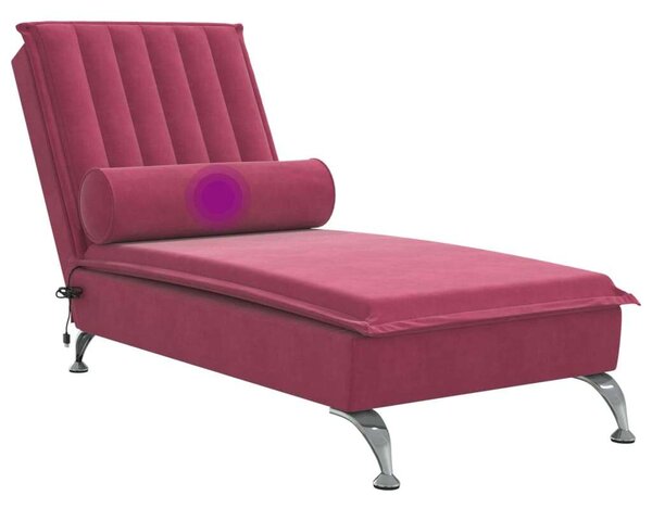 VidaXL Masszírozó Nyugágy - Bordó Bársony - 137cm