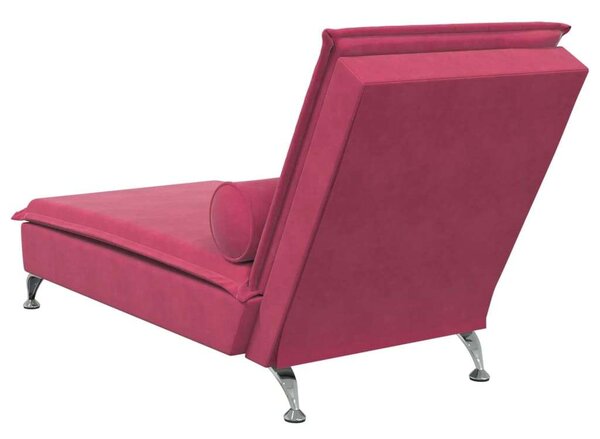 VidaXL Masszírozó Nyugágy - Bordó Bársony - 137cm