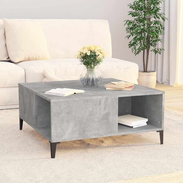 Betonszürke szerelt fa dohányzóasztal 80x80x36,5 cm