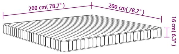 VidaXL Habmatrac - Közepesen Puha - 200x200 cm