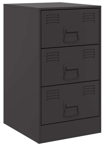 VidaXL Fém Éjjeliszekrény - 3 Fiókos - Fekete - 34,5x39x62 cm