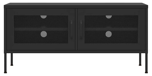 Fekete acél TV-szekrény 105 x 35 x 50 cm