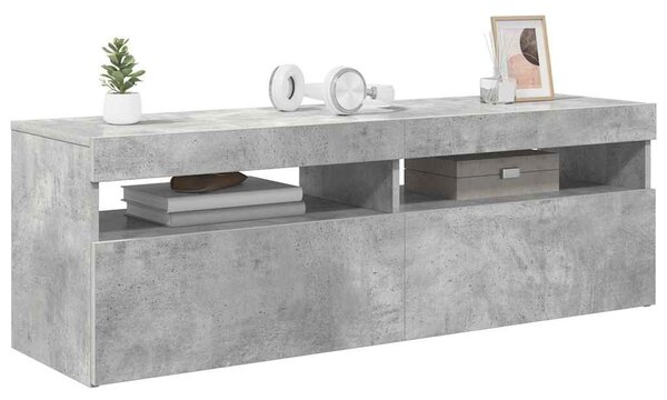 Betonszürke TV-szekrény LED-lámpákkal 120 x 35 x 40 cm