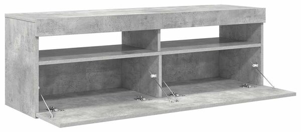 Betonszürke TV-szekrény LED-lámpákkal 120 x 35 x 40 cm