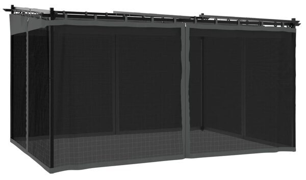VidaXL antracitszürke acél pavilon hálós oldalakkal 4 x 3 m