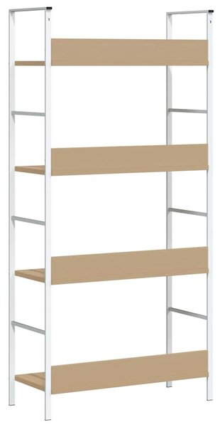 4 szintes tölgyszínű szerelt fa könyvespolc 60x27,6x124,5 cm