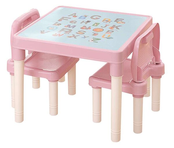 Balto gyerekasztal székekkel #rózsaszín-korall