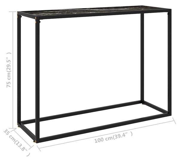 Fekete edzett üveg tálalóasztal 100 x 35 x 75 cm