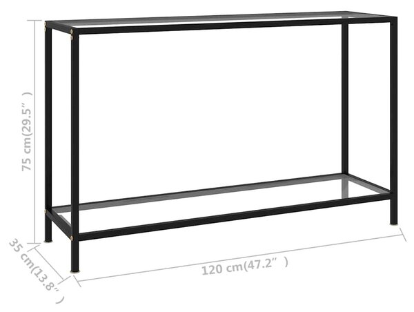 Átlátszó edzett üveg tálalóasztal 120 x 35 x 75 cm