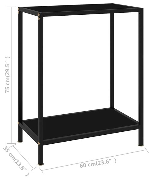 Fekete edzett üveg tálalóasztal 60 x 35 x 75 cm