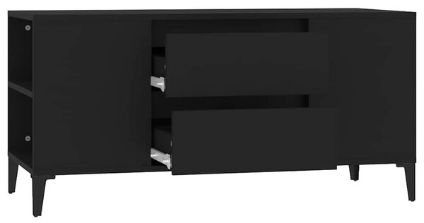 Fekete szerelt fa TV-szekrény 102x44,5x50 cm