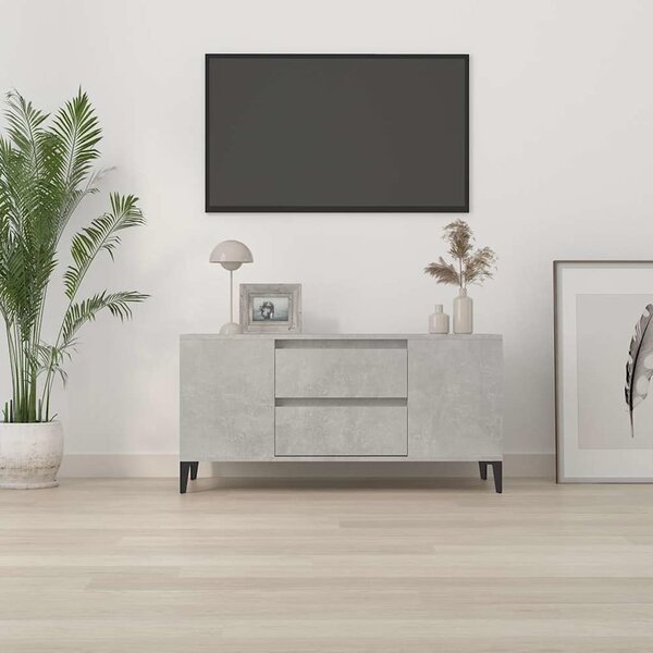 Betonszürke szerelt fa TV-szekrény 102 x 44,5 x 50 cm