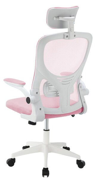 Ergonomikus irodai szék deréktámasszal, fejtámlával, rózsaszín