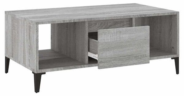 Szürke sonoma színű szerelt fa dohányzóasztal 90 x 50 x 36,5 cm