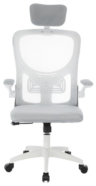 Ergonomikus irodai szék deréktámasszal, fejtámlával, szürke