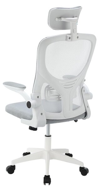 Ergonomikus irodai szék deréktámasszal, fejtámlával, szürke