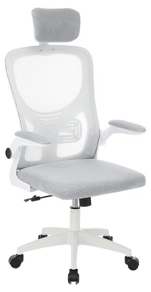 Ergonomikus irodai szék deréktámasszal, fejtámlával, szürke