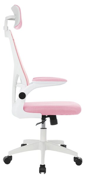 Ergonomikus irodai szék deréktámasszal, fejtámlával, rózsaszín