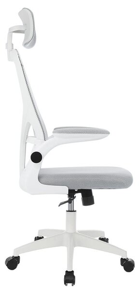 Ergonomikus irodai szék deréktámasszal, fejtámlával, szürke