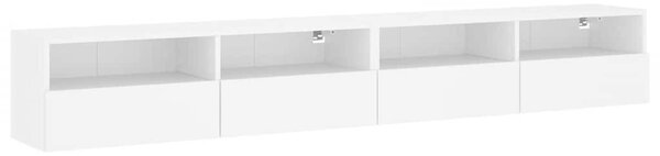 2 db fehér szerelt fa fali TV-szekrény 100 x 30 x 30 cm