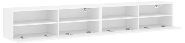 2 db fehér szerelt fa fali TV-szekrény 100 x 30 x 30 cm