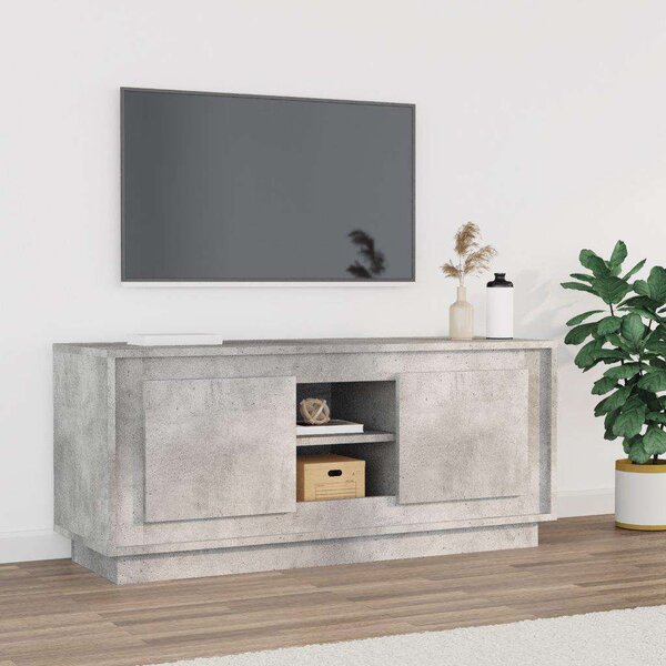 Betonszürke szerelt fa TV-szekrény 102x35x45 cm