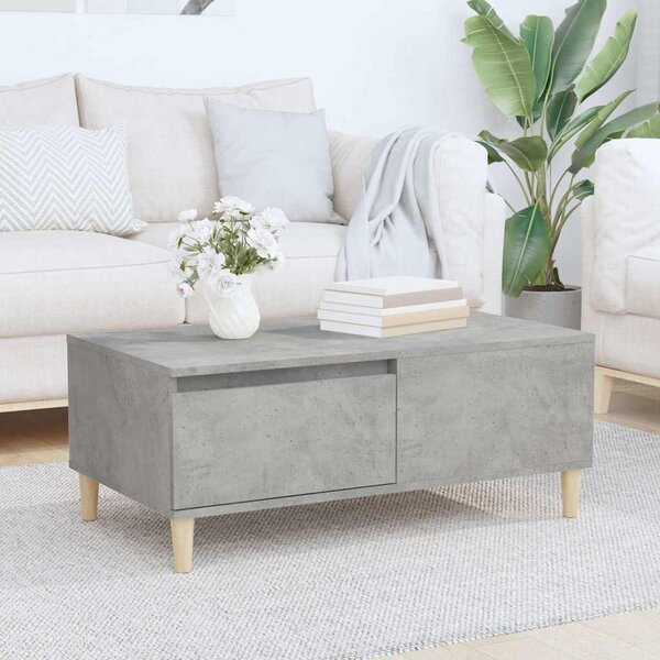 Betonszürke szerelt fa dohányzóasztal 90x50x36,5 cm