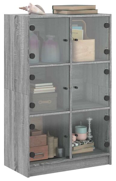 VidaXL szürke sonoma színű magasszekrény ajtókkal 68 x 37 x 109 cm