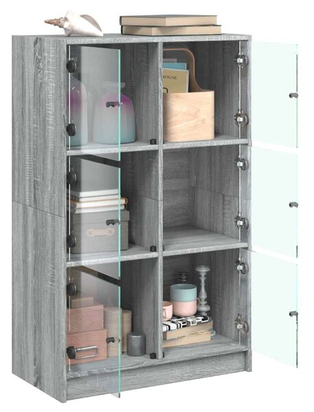 VidaXL szürke sonoma színű magasszekrény ajtókkal 68 x 37 x 109 cm