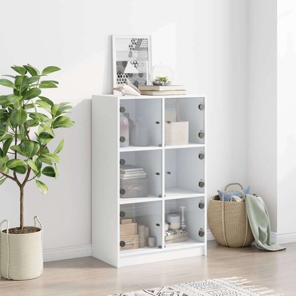 VidaXL fehér szerelt fa magasszekrény ajtókkal 68 x 37 x 109 cm