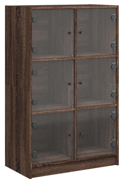 VidaXL barna tölgyszínű szerelt fa magasszekrény ajtókkal 68x37x109 cm