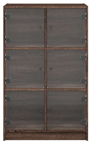 VidaXL barna tölgyszínű szerelt fa magasszekrény ajtókkal 68x37x109 cm