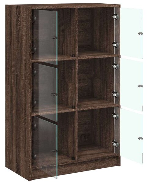 VidaXL barna tölgyszínű szerelt fa magasszekrény ajtókkal 68x37x109 cm
