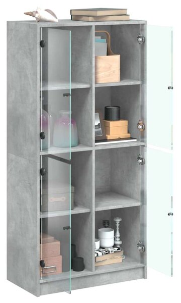 VidaXL betonszürke szerelt fa magasszekrény ajtókkal 68x37x142 cm