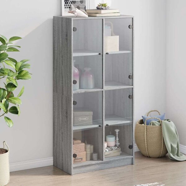 VidaXL szürke sonoma színű magasszekrény ajtókkal 68x37x142 cm