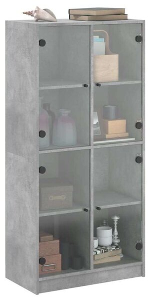 VidaXL betonszürke szerelt fa magasszekrény ajtókkal 68x37x142 cm