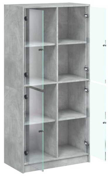 VidaXL betonszürke szerelt fa magasszekrény ajtókkal 68x37x142 cm