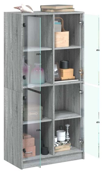 VidaXL szürke sonoma színű magasszekrény ajtókkal 68x37x142 cm