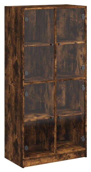 VidaXL füstölt tölgyszínű magasszekrény ajtókkal 68x37x142 cm