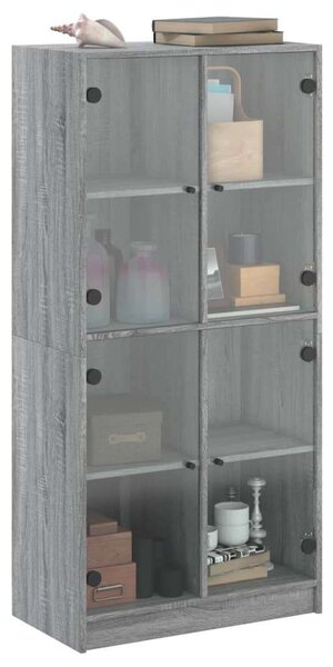 VidaXL szürke sonoma színű magasszekrény ajtókkal 68x37x142 cm