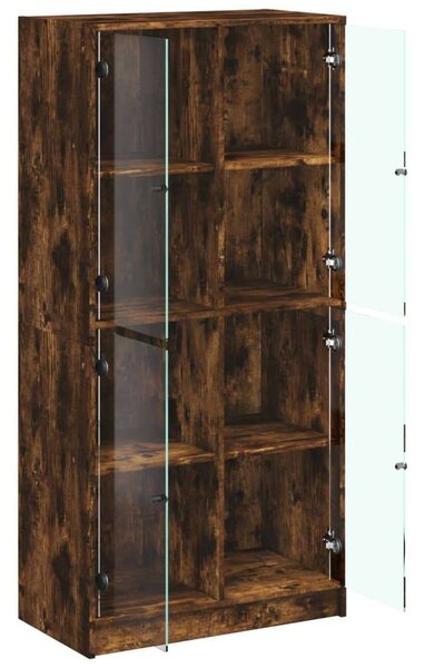 VidaXL füstölt tölgyszínű magasszekrény ajtókkal 68x37x142 cm