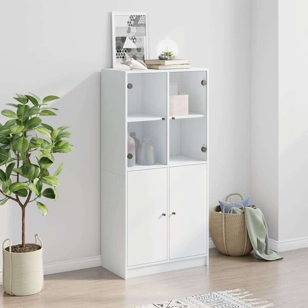 VidaXL fehér szerelt fa magasszekrény ajtókkal 68x37x142 cm