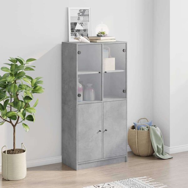 VidaXL betonszürke szerelt fa magasszekrény ajtókkal 68x37x142 cm