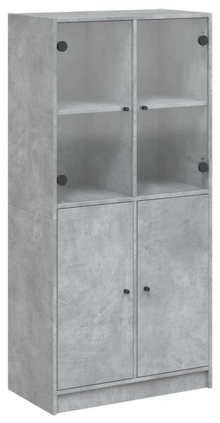 VidaXL betonszürke szerelt fa magasszekrény ajtókkal 68x37x142 cm