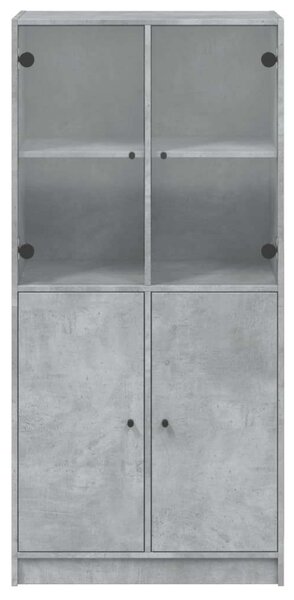 VidaXL betonszürke szerelt fa magasszekrény ajtókkal 68x37x142 cm