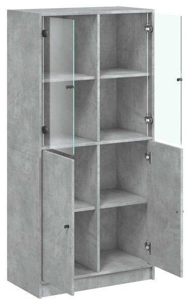 VidaXL betonszürke szerelt fa magasszekrény ajtókkal 68x37x142 cm