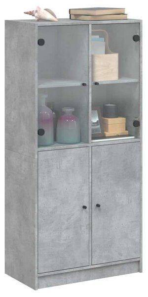 VidaXL betonszürke szerelt fa magasszekrény ajtókkal 68x37x142 cm